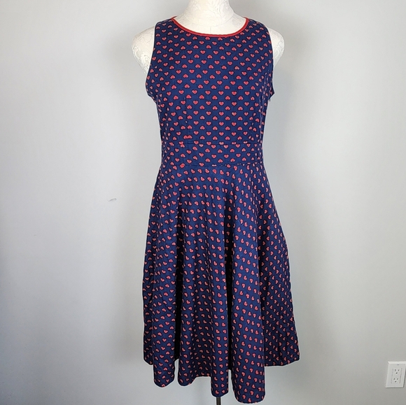 Vintage Retro Pin-up Style 50s Heart Polk-a-dot Dress Strapless Size Large - Picture 2 of 12